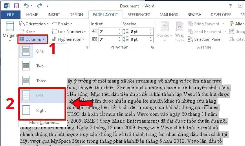 Cách chia cột trong Word theo ý muốn, chia cột không đều nhau