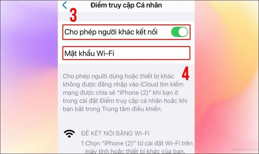 Trên thiết bị nhận, bật Wi-Fi và tìm lại tên mạng của điện thoại