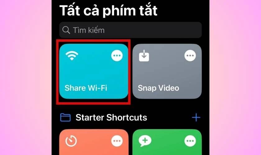 Chọn ph&iacute;m tắt Share Wi-Fi 