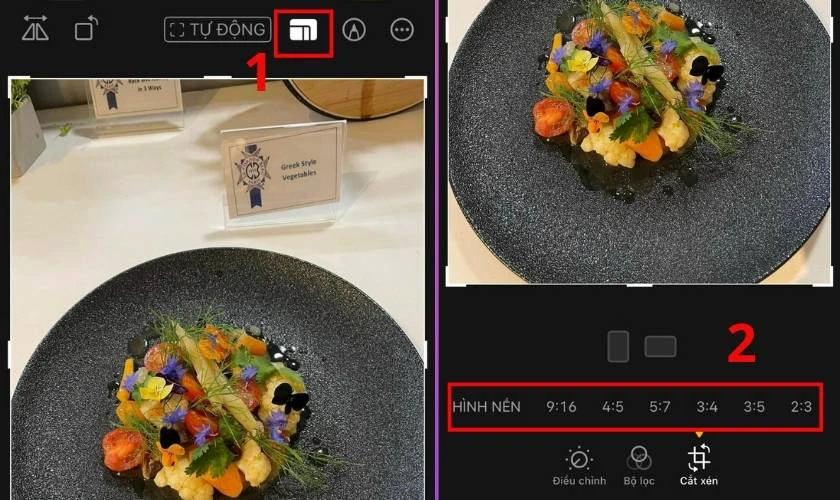 Bạn nhấn vào biểu tượng bên tay phải chữ Tự động để chọn các khung hình cố định