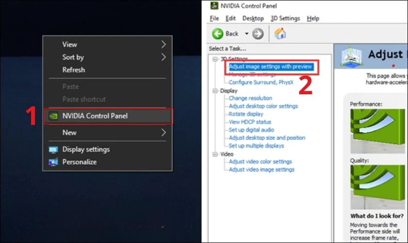 Đối với NVIDIA Control Panel