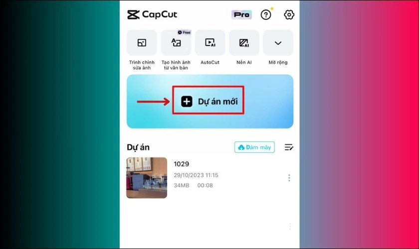 Chọn Dự án mới