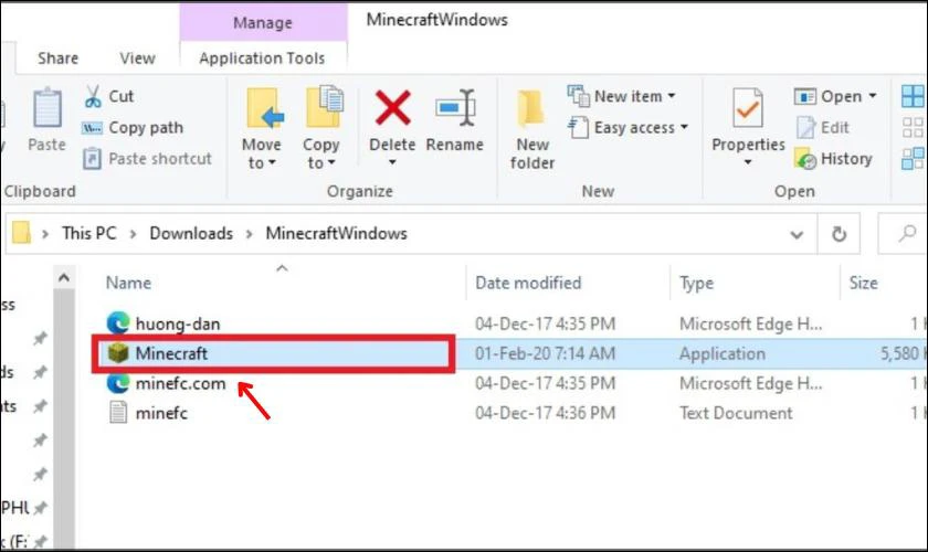 Khi quá trình tải hoàn tất, giải nén và chạy file Minecraft.exe