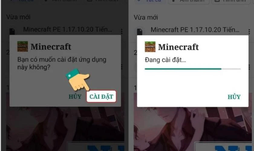 Thông báo hiện lên, bạn chọn Cài đặt
