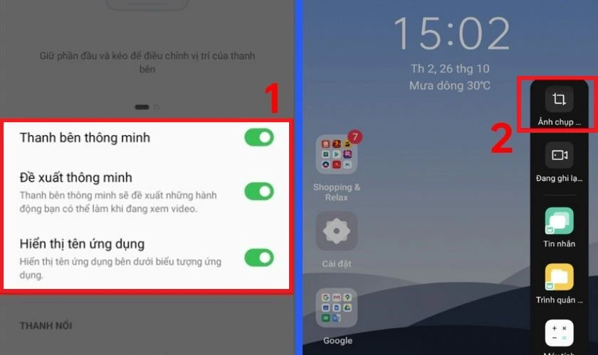 Cách chụp màn hình OPPO bằng tính năng Smart Sidebar hiệu quả