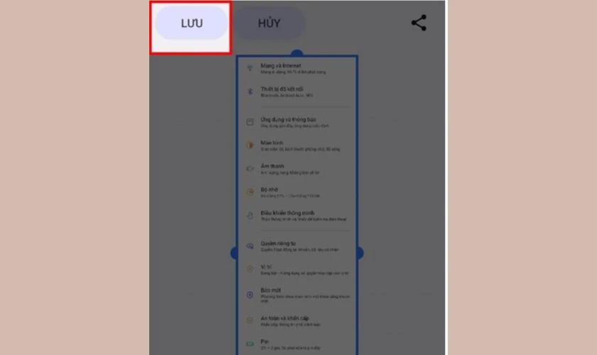 Chọn v&agrave;o n&uacute;t LƯU để lưu trữ ảnh