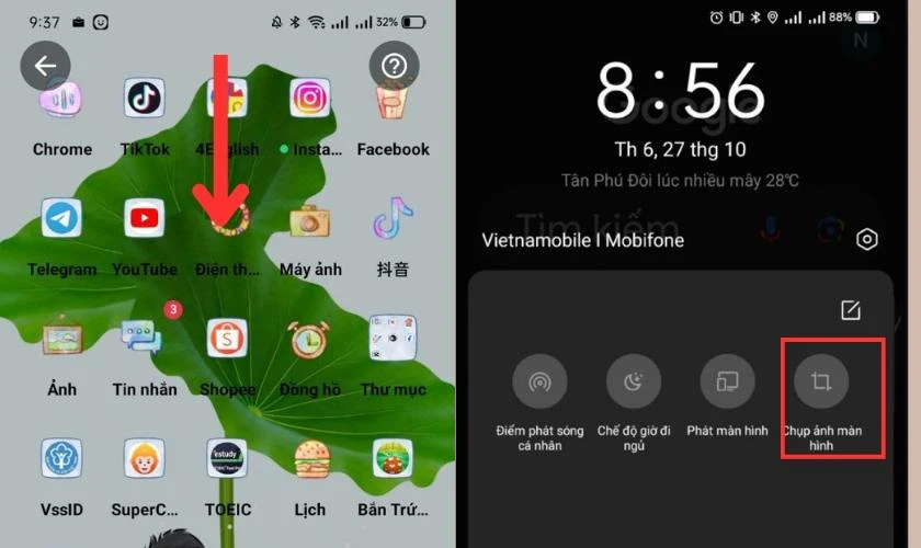 C&aacute;ch chụp m&agrave;n h&igrave;nh Realme bằng t&iacute;nh năng c&oacute; sẵn
