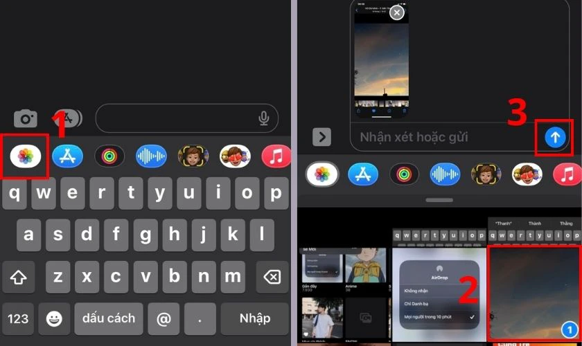 Cách chuyển ảnh qua iMessage hoặc SMS