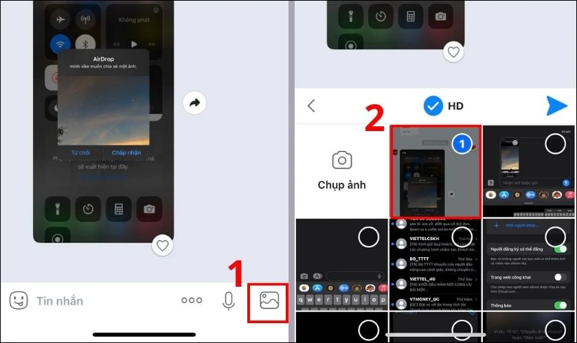 Dùng Zalo để chia sẻ hình ảnh từ iPhone sang iPhone