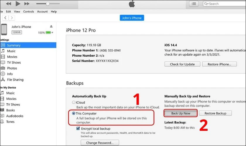 Dùng iTunes để chuyển hình ảnh từ iPhone sang iPhone mới