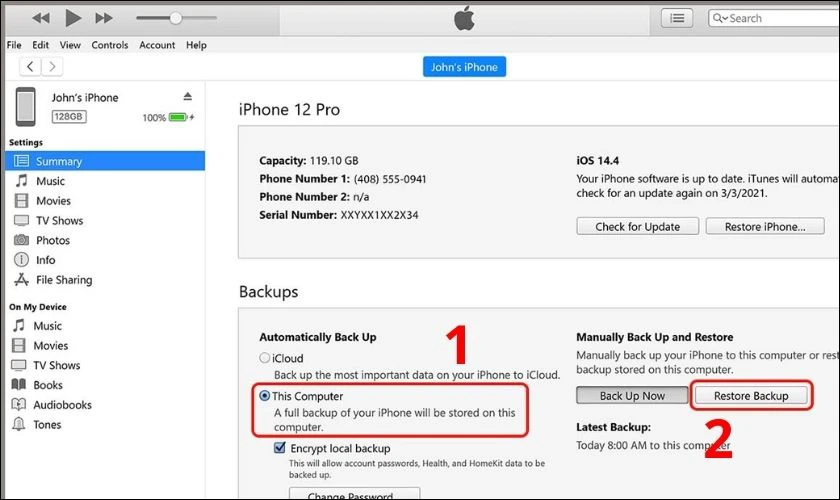 Hướng dẫn dùng iTunes để chuyển hình ảnh từ iPhone sang iPhone mới
