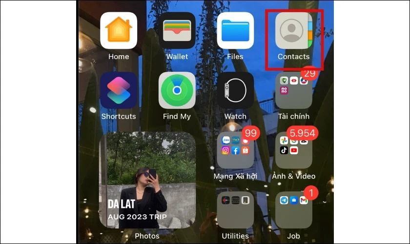 Chọn vào Danh bạ để có thể thực hiện chuyển các liên hệ bằng Airdrop