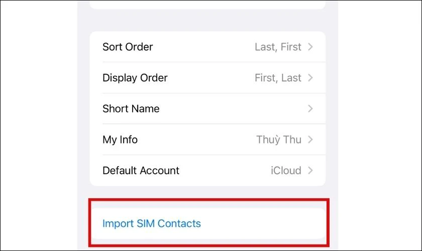 Nhập Danh bạ trên SIM (Import SIM Contacts)