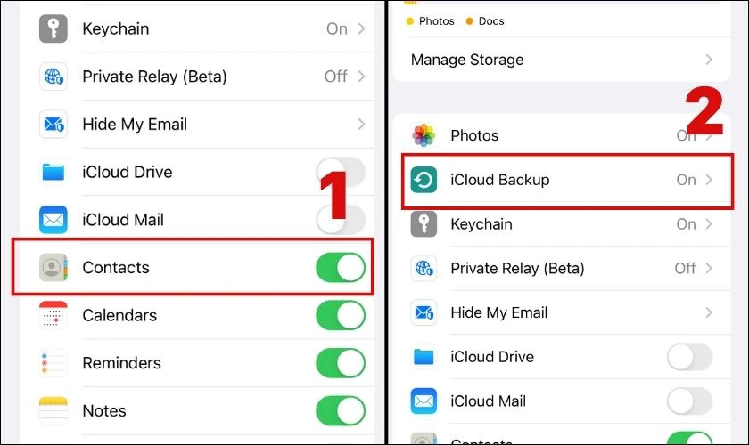 Thực hiện sao lưu iCloud (iCloud Backup) trong phần Cài đặt