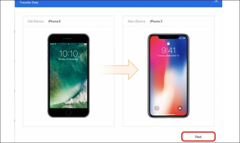 Chọn vào Migrate Now để xác nhận chuyển đổi dữ liệu từ iPhone sang iPhone