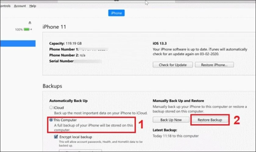 Cập nhật iOS trước khi chuyển dữ liệu