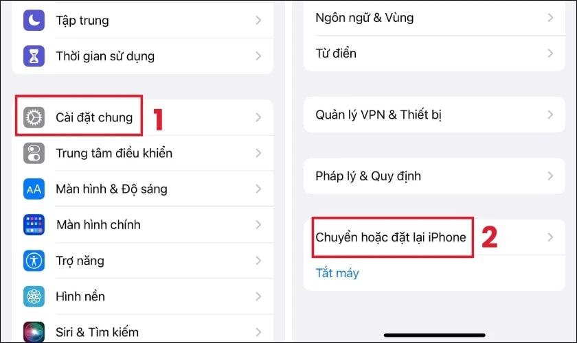 Mở Cài đặt để truyền dữ liệu sang thiết bị khác