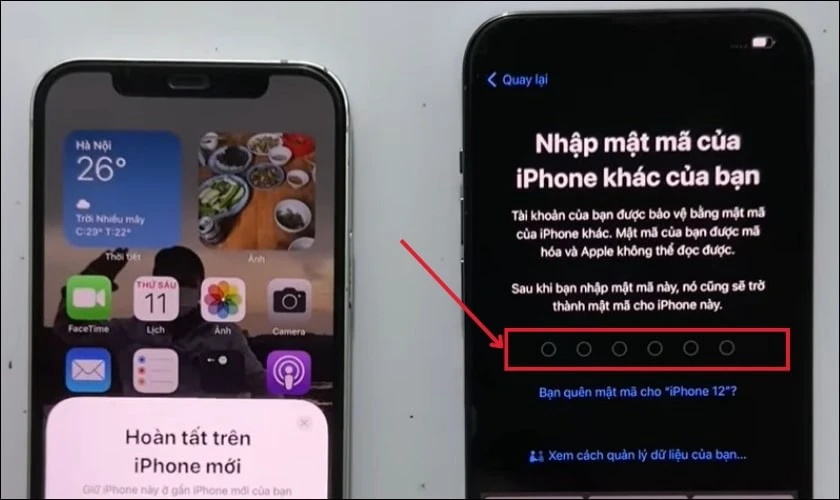 Nhập mật khẩu để kích hoạt iPhone