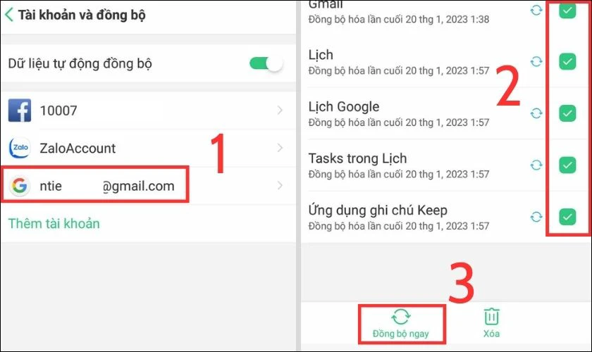 Giao diện Google khi thực hiện chuyển dữ liệu từ OPPO cũ sang OPPO mới