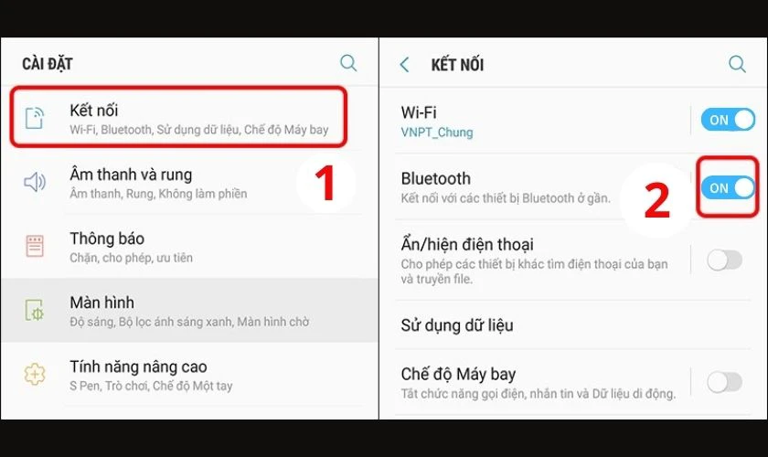 Bật Bluetooth trên cả hai thiết bị