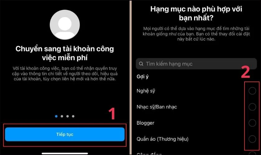 Chuyển sang tài khoản công việc miễn phí