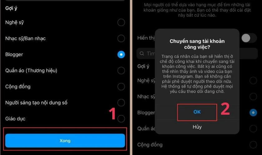 Chuyển sang tài khoản công việc?
