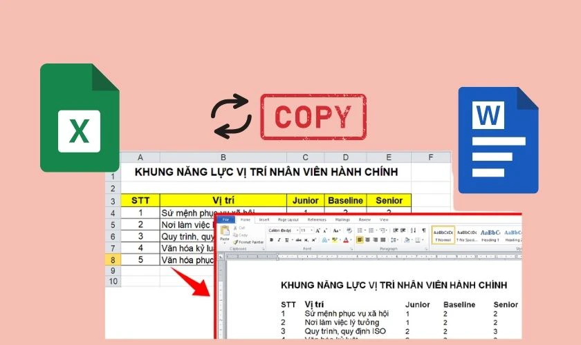 Cách copy từ Excel sang Word không kèm theo khung có lợi ích gì?
