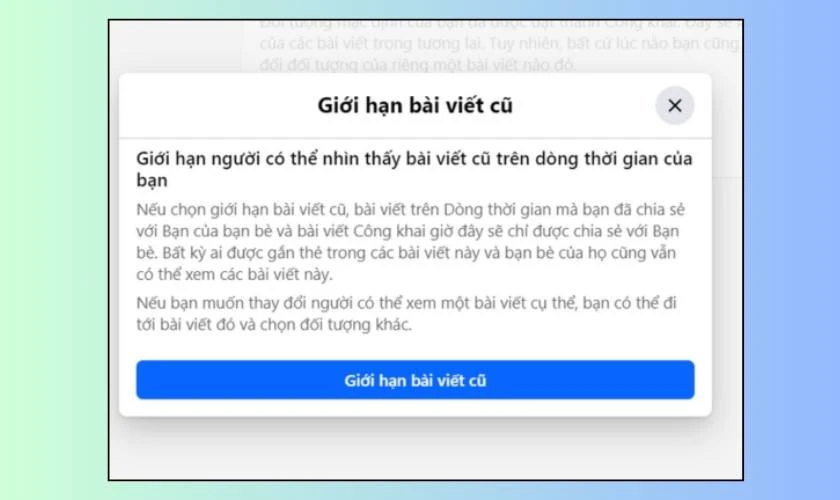 Chọn Giới hạn người xem bài viết cũ
