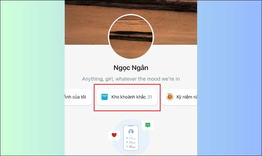 Nhấn v&agrave;o Kho khoảnh khắc để xem lại tất cả những khoảnh khắc Zalo