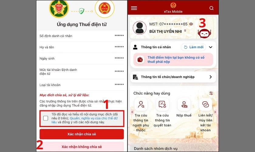 Xác nhận chia sẻ thông tin