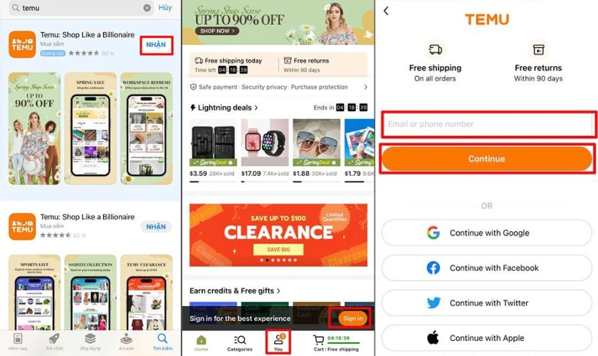 C&aacute;ch đăng k&yacute; t&agrave;i khoản Temu bằng ứng dụng