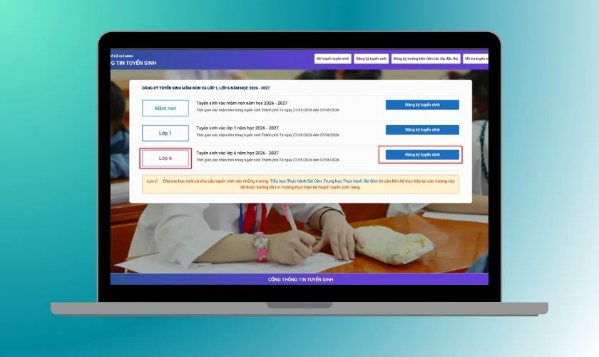 Bước 2: Đăng nhập tài khoản tuyển sinh