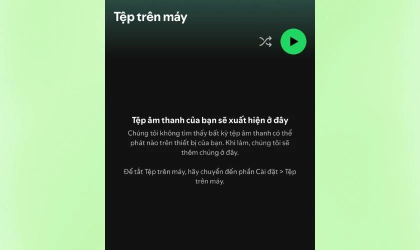 Truy cập v&agrave;o Thư viện, chọn Tệp tr&ecirc;n m&aacute;y để nghe c&aacute;c bản nhạc đ&atilde; tải