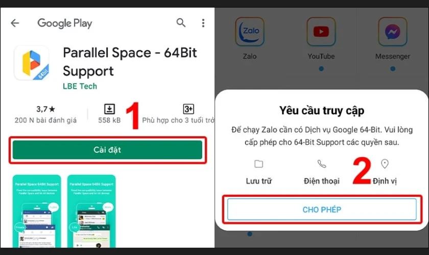 Nhấn C&agrave;i đặt để tải
