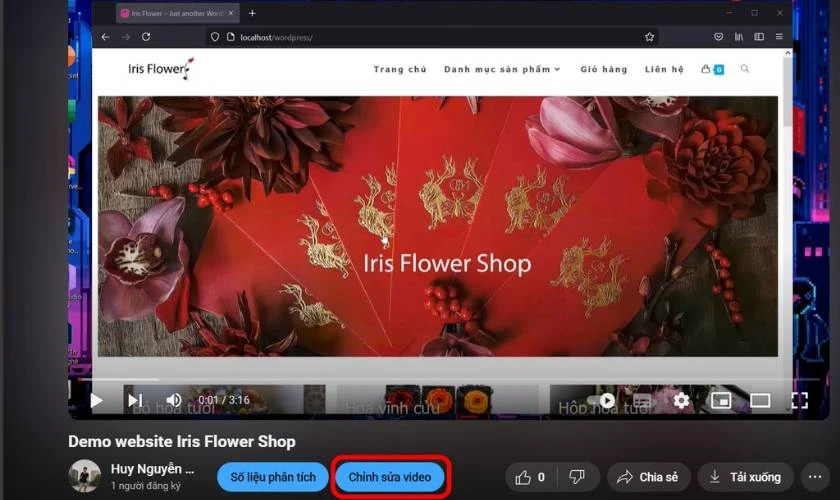 Chọn video mà bạn muốn chỉnh sửa và nhấn vào nút Chỉnh sửa video