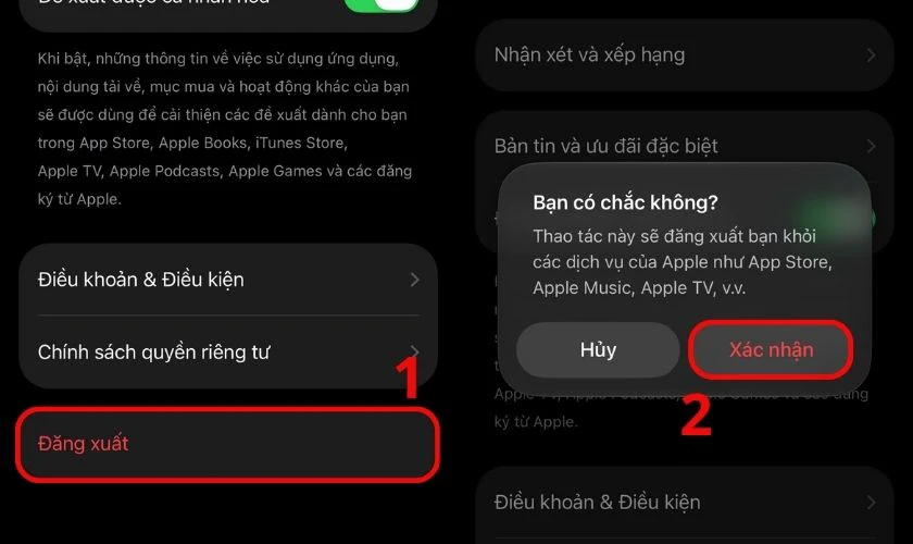 Tiếp tục xác nhận Đăng xuất