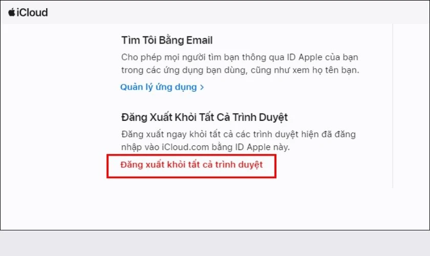 Chọn vào dòng chữ Đăng xuất khỏi tất cả các trình duyệt