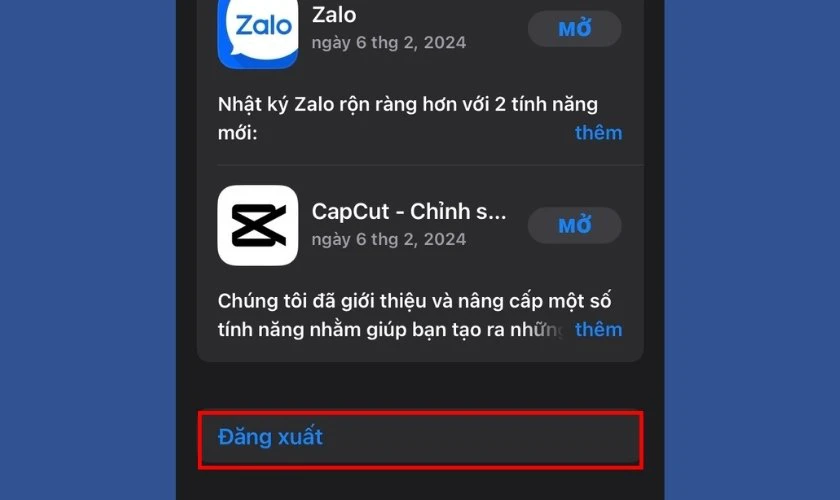 Đăng xuất ID Apple trên iPhone trong App Store