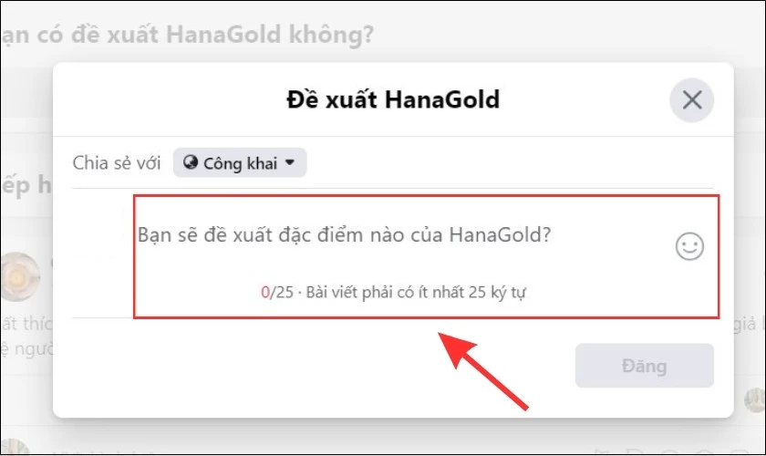 Viết cảm nghĩ của bản thân và nhân chọn mục Chia sẻ