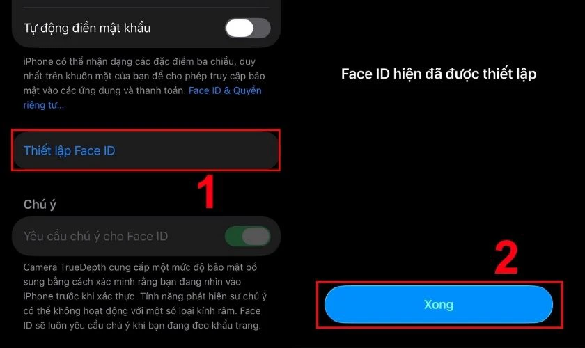 Thiết lập lại Face ID