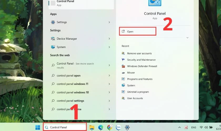 Đặt mật khẩu m&aacute;y t&iacute;nh với Control Panel