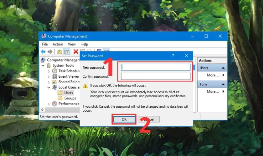 Ho&agrave;n tất đặt mật khẩu m&aacute;y t&iacute;nh với Computer Management