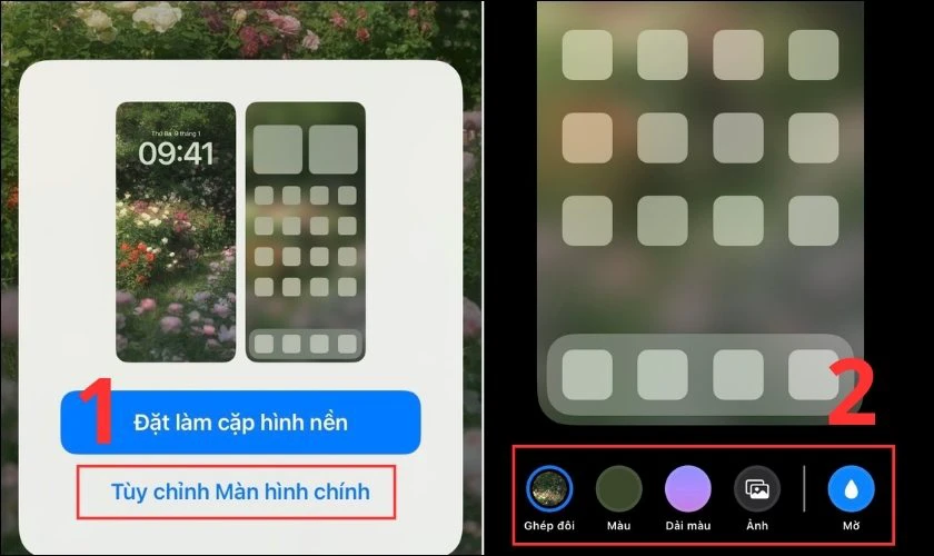 T&ugrave;y chọn thay đổi m&agrave;n h&igrave;nh ch&iacute;nh