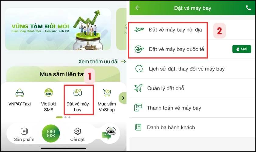Cách đặt vé máy bay online giá rẻ bằng ứng dụng ngân hàng