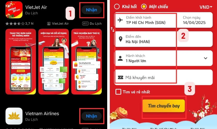 Cách đặt vé máy bay online giá rẻ bằng ứng dụng của hãng hàng không