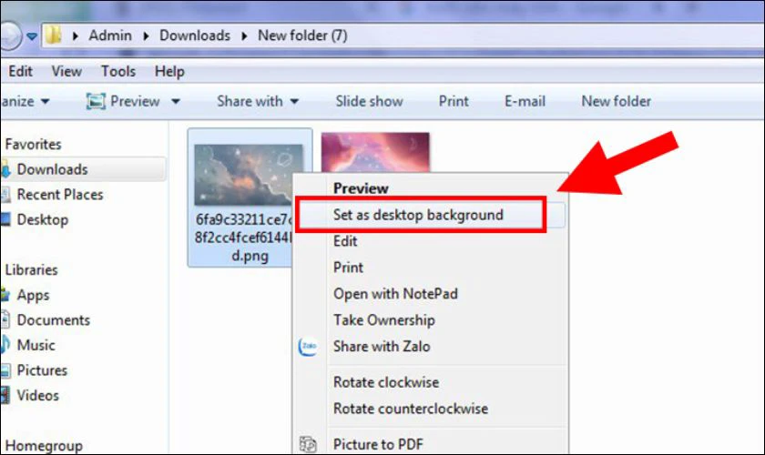 C&aacute;ch đổi h&igrave;nh nền m&aacute;y t&iacute;nh bằng ảnh tải về tr&ecirc;n Win 8