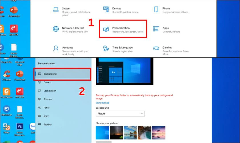 Chọn mục Personalization