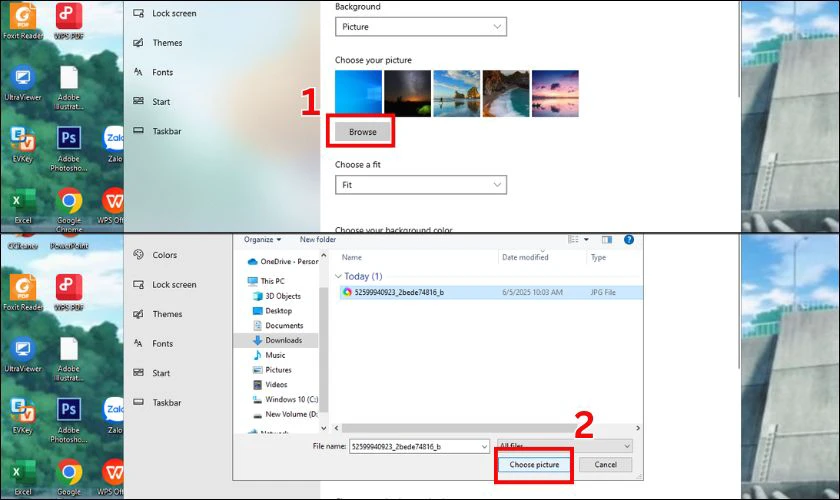 Với h&igrave;nh ảnh, nhấn Browse photos để chọn ảnh