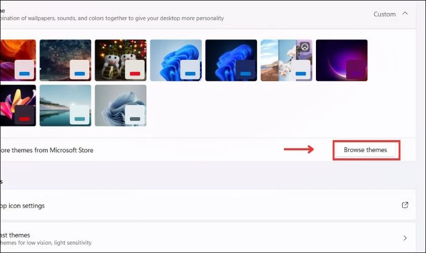 Th&ecirc;m một số theme mới bằng c&aacute;ch chọn v&agrave;o Browse themes.