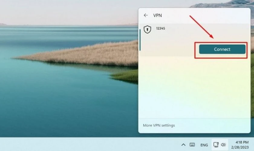 Nhấn Connect ngay trong ứng dụng VPN